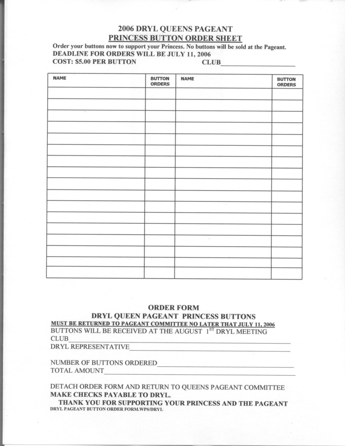 order sheet